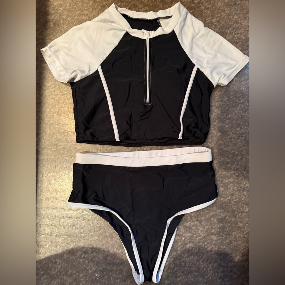 Black and White Teen Swim Bikini
